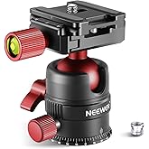 NEEWER Tripod Head, 360° Rotating Panoramic Ball Head with 1/4” Quick Shoe Plate for Tripod Monopod Slider DSLR Camera Camcorder, Max Load up to 5kg/11lb – GM28