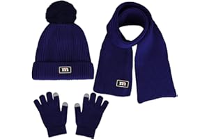 OPENFLY Kids Winter Beanie Hat Scarf Gloves Set for 2-7 Years Old Boys Girls Winter Knit Warm Fleece Lined Kids Hat Scarf Gloves Set