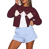 Kistore Womens Cropped Cardigan Sweaters Crew Neck Long Sleeve Button Up Sweaters Lightweight Knit Trendy Sweaters 2025