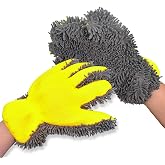 Car Wash Mitt,Microfiber Scratch Free,Detailing Cleaning Gloves,2Pack | Ultra-soft chenille holds thick suds and trapsgrit,gentle on paint,glass and chrome,thickened Inside,5-finger design