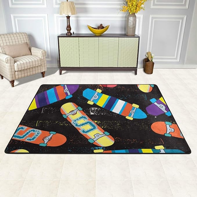 Tarity Area Rugs Skateboard Pattern Modern Rectangle NonSkid/Slip