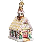 Old World Christmas Gingerbread Church Glass Blown Ornament for Christmas Tree, Handcrafted Holiday Decoration, Gingerbread Collection
