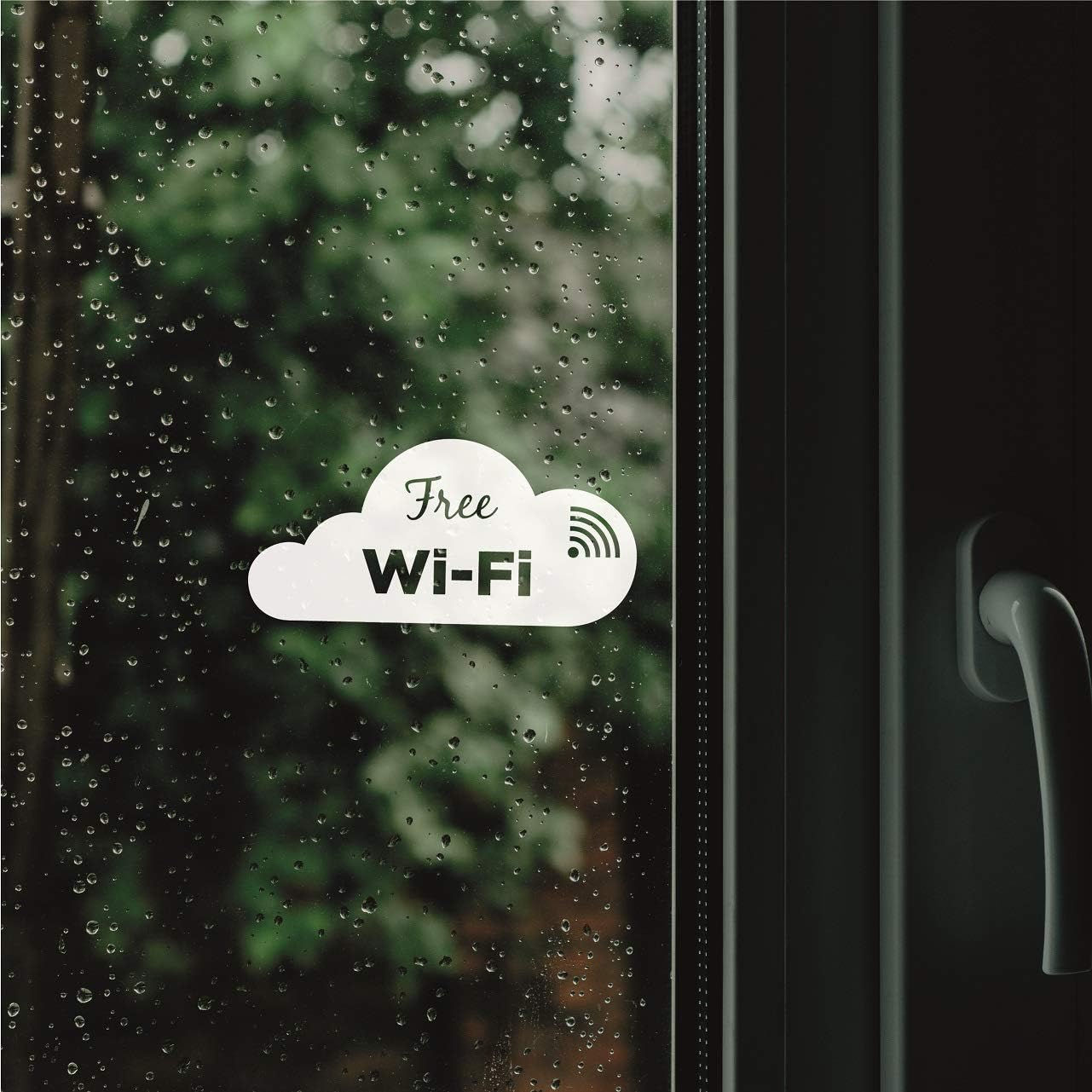 Free WiFi Cloud Graphics Window Sign Vinyl Sticker Cafe Shop Salon Bar Restaurant Business Building Shop Indoor Outdoor (White) - Image 4