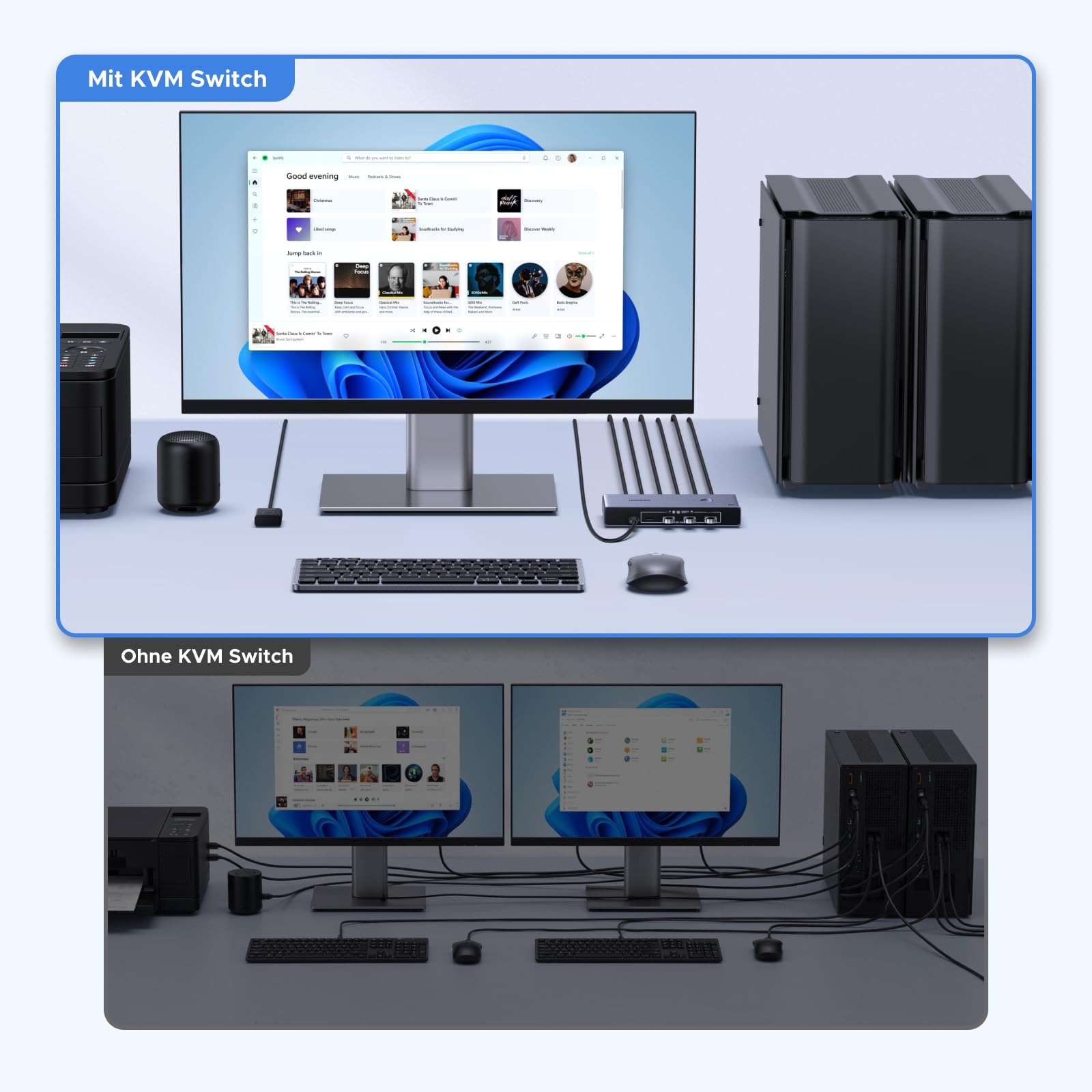 UGREEN DP 1.4 KVM Switch 8K@60Hz 2 PC 1 Monitor mit 4 USB 3.0 Ports 6