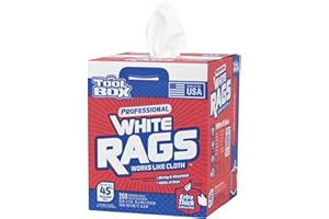 SELLARS TOOLBOX® Professional White Rags Center-Pull Box, 200 Sheets (11" x 10") – Made in USA | Multi-Purpose Disposable Wiping Rags for Painting, Cleaning, Auto, and DIY Projects