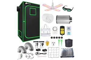 IMESHBEAN 24"x24"x55" Grow Tent Kit, Indoor Grow Tent Complete System High Reflective Mylar Growing Tent +Full Spectrum LED Grow Light Combo,Hydroponics Indoor Plant Growing Tent + Carbon Filter