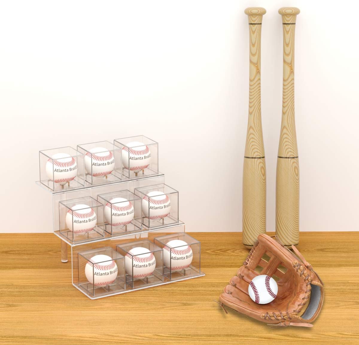 NIUBEE Acrylic Riser Holder for Autographed Baseball Display UV Protected Seat Cubes (9 Cases) : Sports & Outdoors
