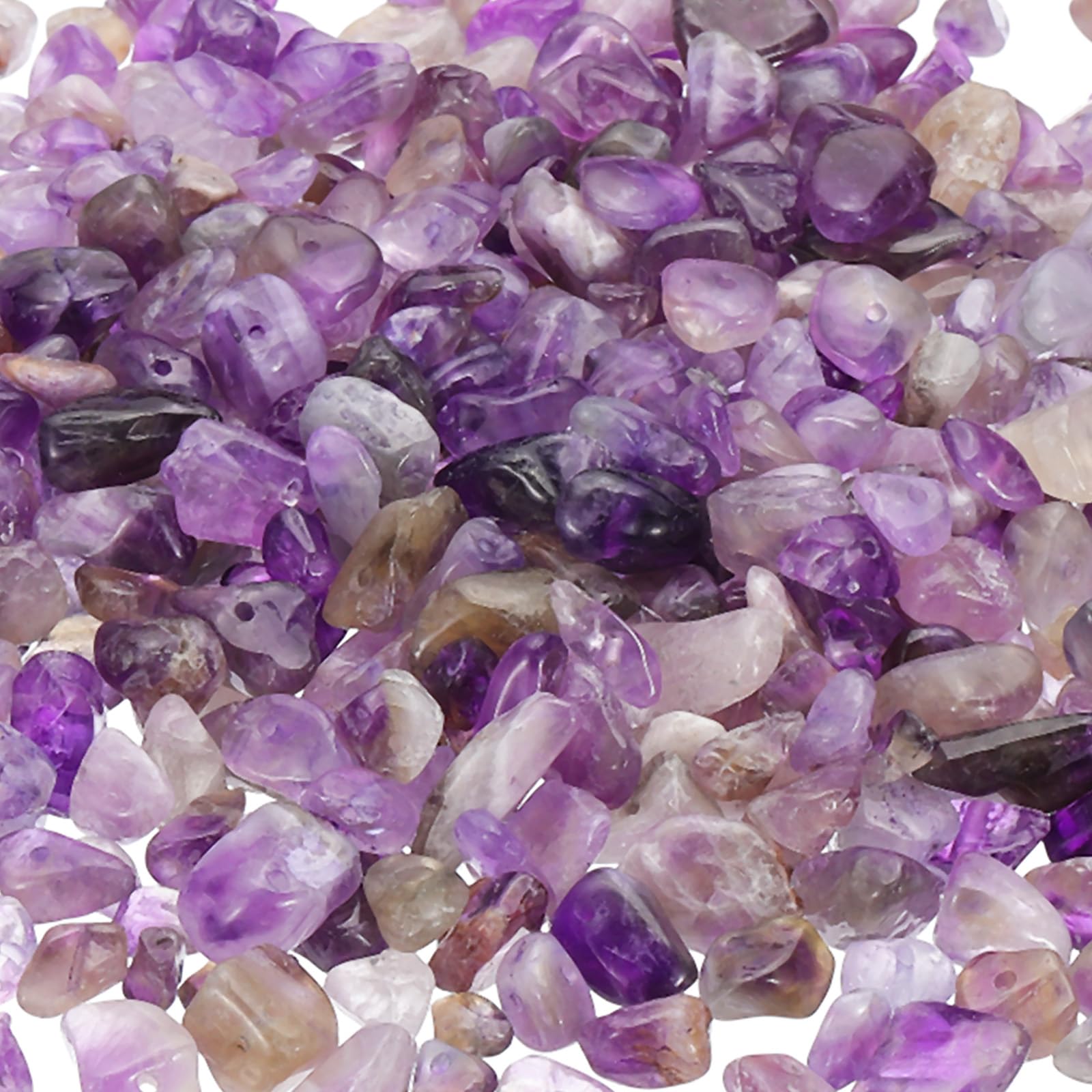 PATIKIL Chip Stone Natural Rock Beads Loose Gemstone Beads Drilled Strand for Jewelry Craft Making, 400pcs, Assorted Purple