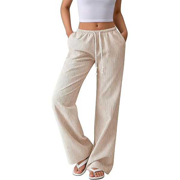 Fakanhui Women's Fleece Lined Dressy Work Pants Wide Leg High Waisted  Winter Warm Casual Slacks Pants Camel at Amazon Women's Clothing store