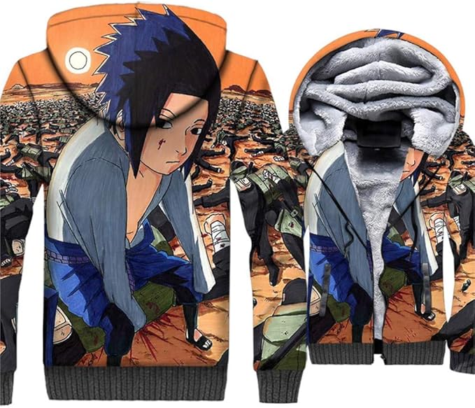 CLOAAE Sasuke Jacke Naruto Uzumaki 3D Print Hoodie Herren Anime