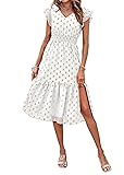 KIRUNDO Women Summer Polka Dot Ruffle Sleeveless V