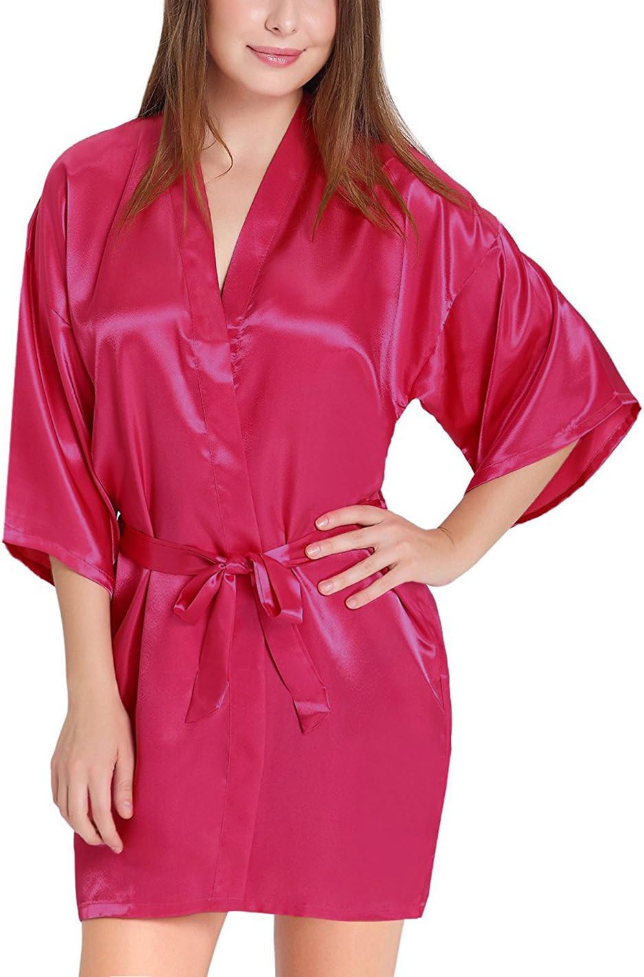 Bomshel Women's Blended Solid Above knee Night Robe
