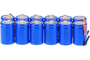 Anmas Power 12PCS Ni-Cd 4/5SubC 1.2V 2200mAh Rechargeable Battery with Tab (12pcs, Blue)