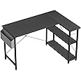 Cubiker L Shaped Desk, 55" Computer Desk with Reversible Storage Shelves Home Office Corner Desk Study Writing Gaming Table, Black