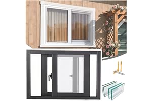Basement Horizontal Sliding Window, Lockable Aluminum Sliding Windows, Slider Window for Houses Ensure Air Circulation, with 