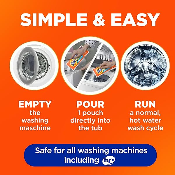 WASHING MACHINE CLEANER BY TIDE, WASHER MACHINE CLEANER WITH OXI FOR FRONT AND TOP LOADER WASHER MACHINES, DEEP CLEANING RESIDUE & ODOR ELIMINATOR, 5 MONTH SUPPLY (PACKAGING MAY VARY)