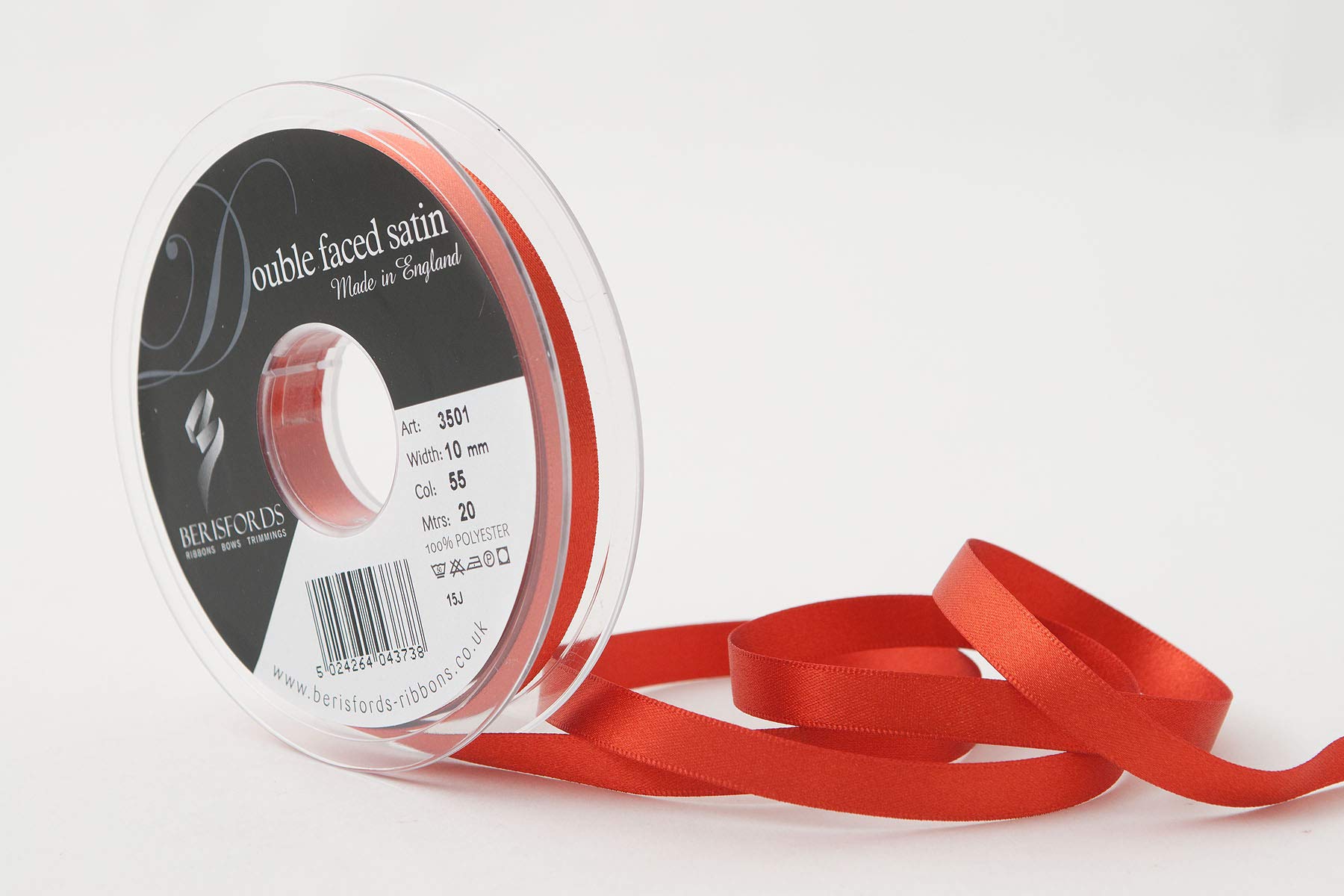 Berisfords Double FACE Poly Satin Ribbon, Rust, 10 mm — image 1