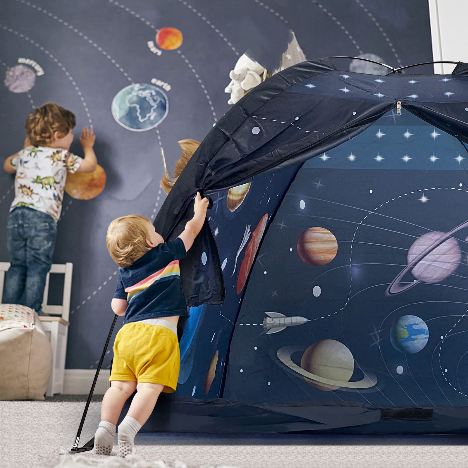 Gentle Monster Gentle Monster Space Play Tent for Kids, Indoor Universe & World Playhouse for Boys, Imaginative Gift for Toddlers & Children 3 4 Years Old, Up - 47 x 47 x 43 Inch