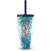 Tervis Teal Splash Made in USA Double Walled Insulated Tumbler Travel Cup Keeps Drinks Cold & Hot, 24oz with Straw Lid, Classic