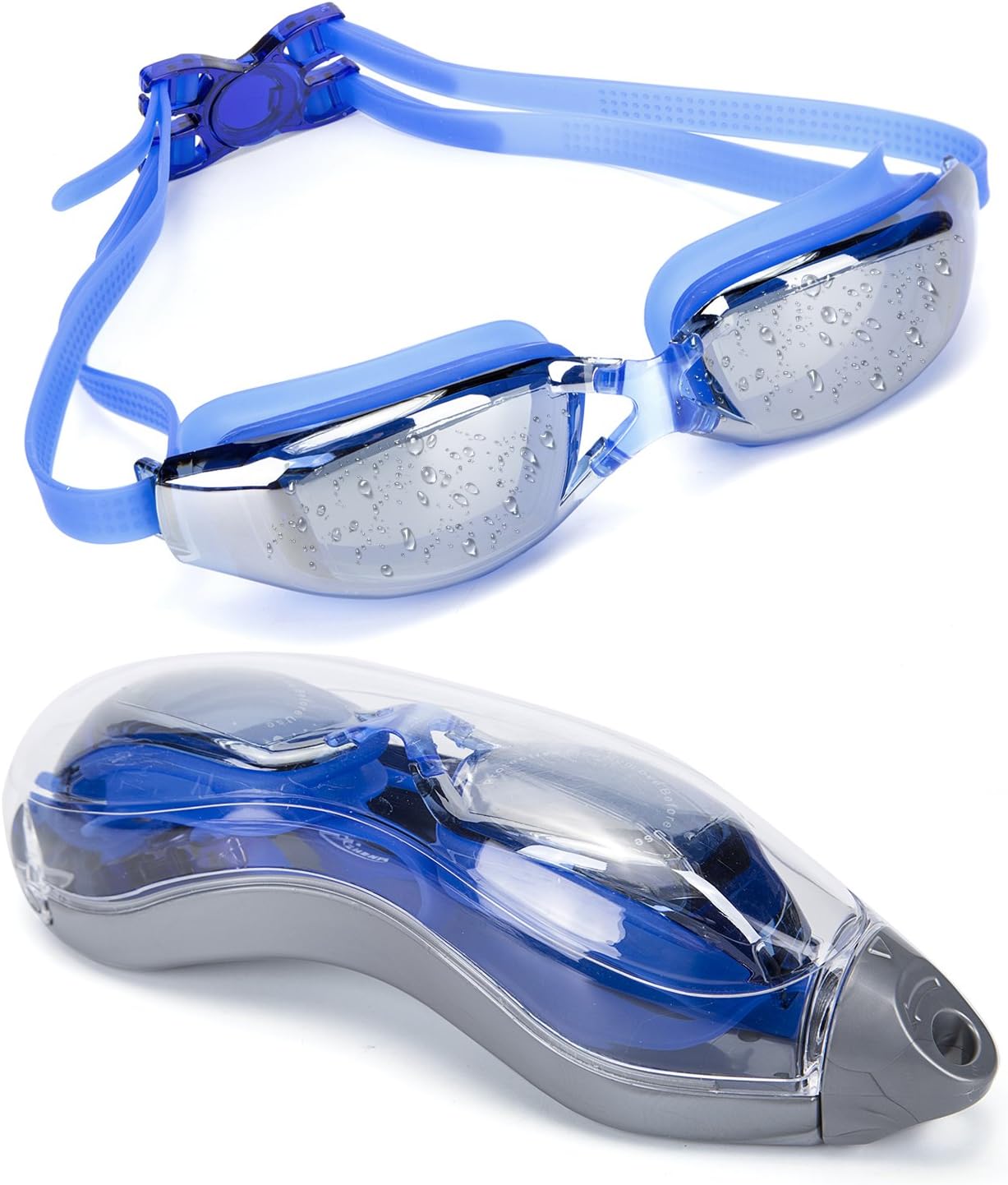 MIGAGA Swim Goggles, Triathlon Glasses,Anti Fog Cool Design Clear Vision No Leaking UV Protection, Anti-Scratch Swimming Glasses,Free Earplugs and Nose Clip