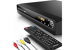 KOOSODIO DVD Player, DVD Players for TV, DVD Player HDMI, 1080P Region Free | HDMI and RCA Cables Included