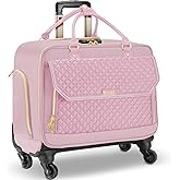 Arcoyard Rolling Laptop Bag, Briefcase for Women with 4 Spinner Wheels and Telescopic Extendable Handle, Roller Computer Bag for Work Travel Carry On Luggage, TSA Friendly Design, Pink