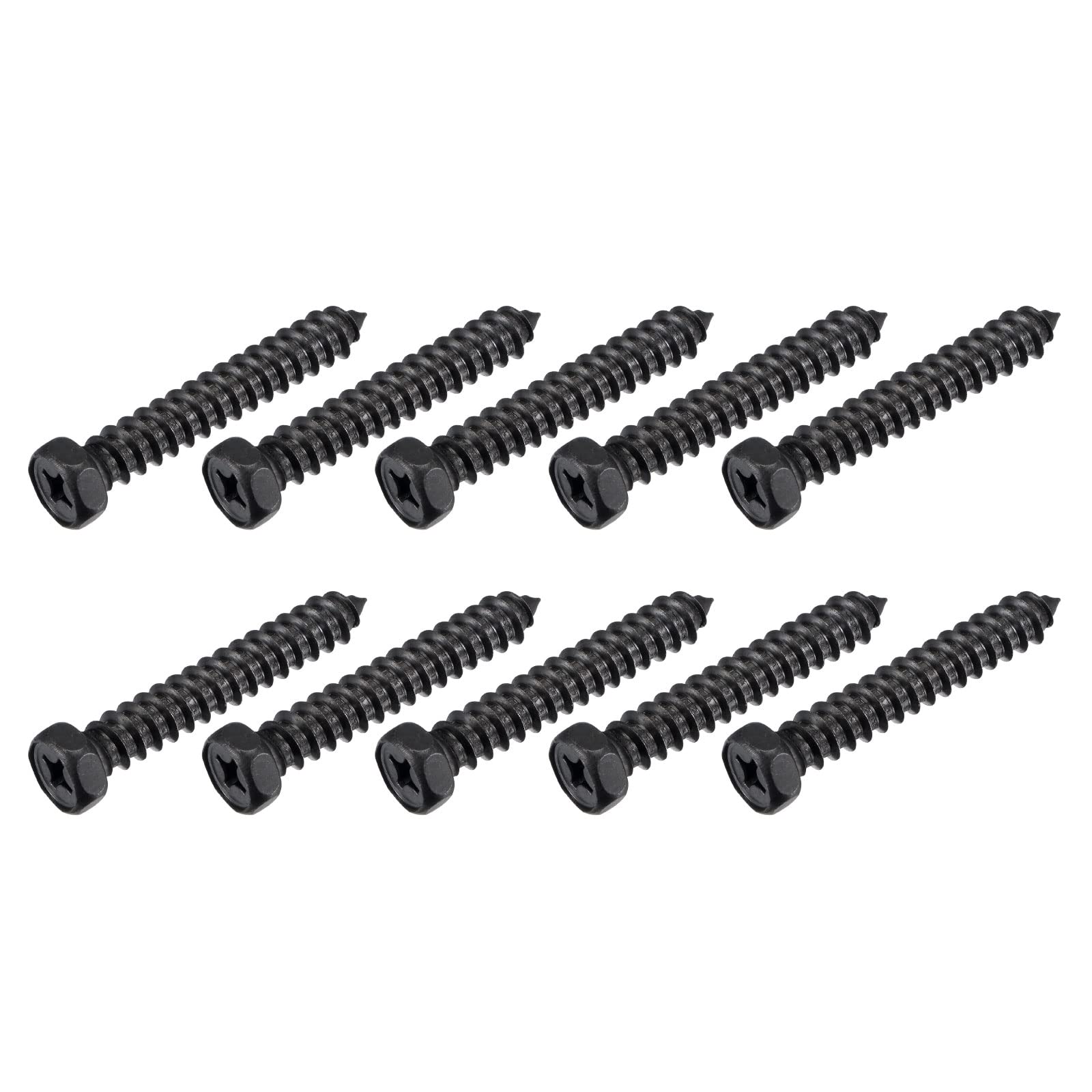 METALLIXITY Hex Lag Screws (5/16" x 2") 10Pcs, Carbon Steel Phillips Self-Tapping Wood Bolts - for Household Applications