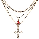 Jessica Simpson Layered Cross Necklaces for Women 16/17/18"+13", Gold-Tone 3-Strand Necklace, Valentines Day Gifts for Her