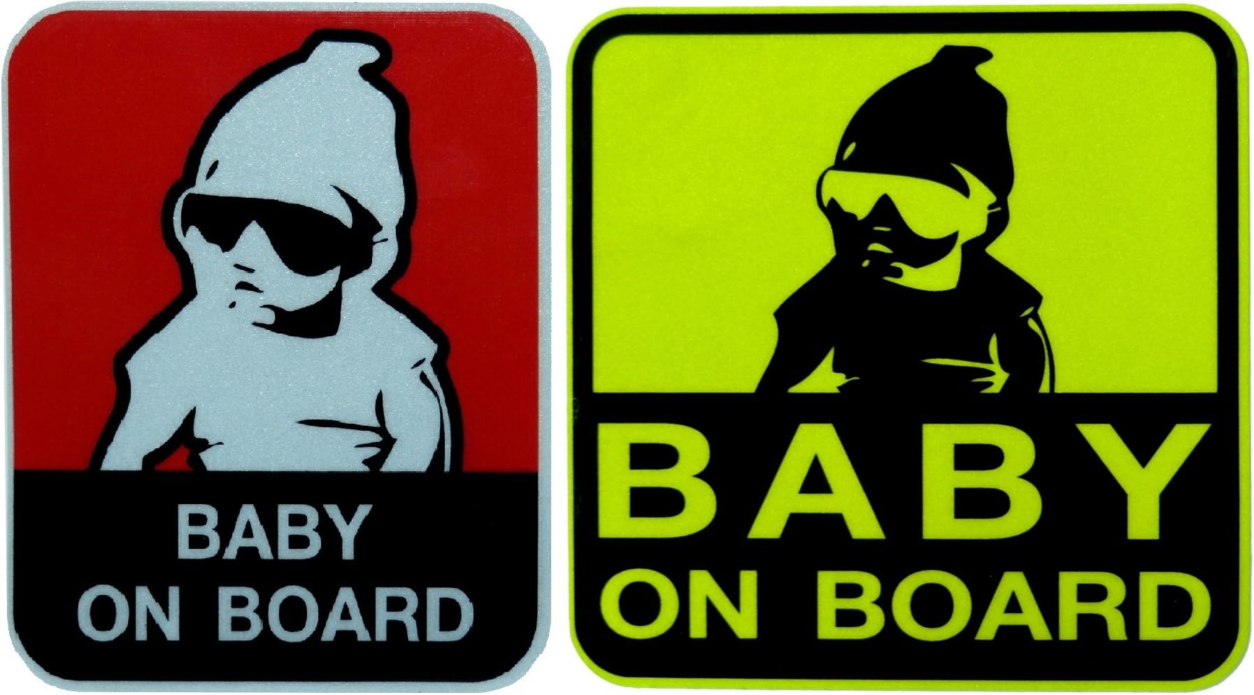 StickerAlive Cute Baby on Board Safety and Funny Reflective Car vinyl Sticker Warning Sign, 2Pcs.