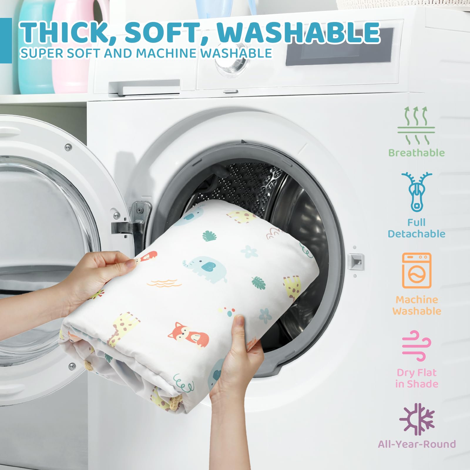 Baby Play Mat, 7-in-1 Tummy Time Activity Gym Mat, Washable Baby Lounger Nest, Portable Floor Seat for Home & Travel, Baby Essentials Gift for Infant Newborn 0-6-12-18 Months