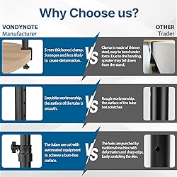Vondynote Set of 2 Desktop Clamp Speaker Stands
