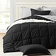 Homelike Moment Queen Comforter Set Black, Comforters Queen Size Set Lightweight Reversible Down Alternative Bed Comforter Full Size Soft, All Season 3 Piece Bedding Sets Black/Light Grey