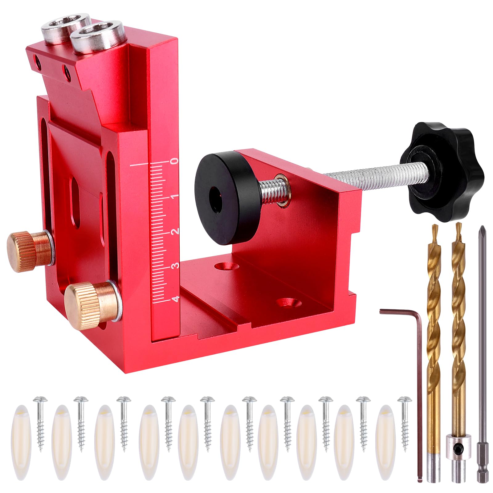 Photo 1 of Pocket Hole Jig Kit,From JSZYO Renovation System, this high - quality aluminum - alloy tool has an anodized, corrosion - resistant surface, making it an outstanding woodworking item(red)