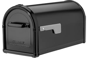 Architectural Mailboxes Hillsborough™ Heavy Duty Decorative Steel Metal Post Mounted Mail Box for Outside, Black, Large Curbside Mailbox with Magnetic Latch
