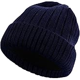 M/L/XL/XXL Wool Beanie for Men and Women, Fleece Lined Oversized Winter Knit Hat, Large Warm Wool Cuffed Cap for Big Head