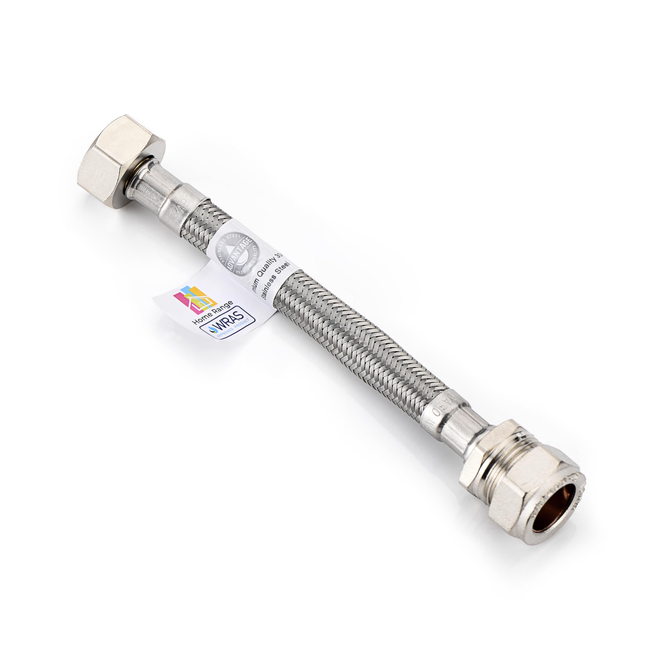 Home Range 150mm WRAS Approved15mm Compression x 1/2" |7 Lengths| Flexi Pipe Connector, BSP Fitting, 304 Stainless Steel, Rust & Lead-Free Flexible Hose for Kitchen & Bathroom