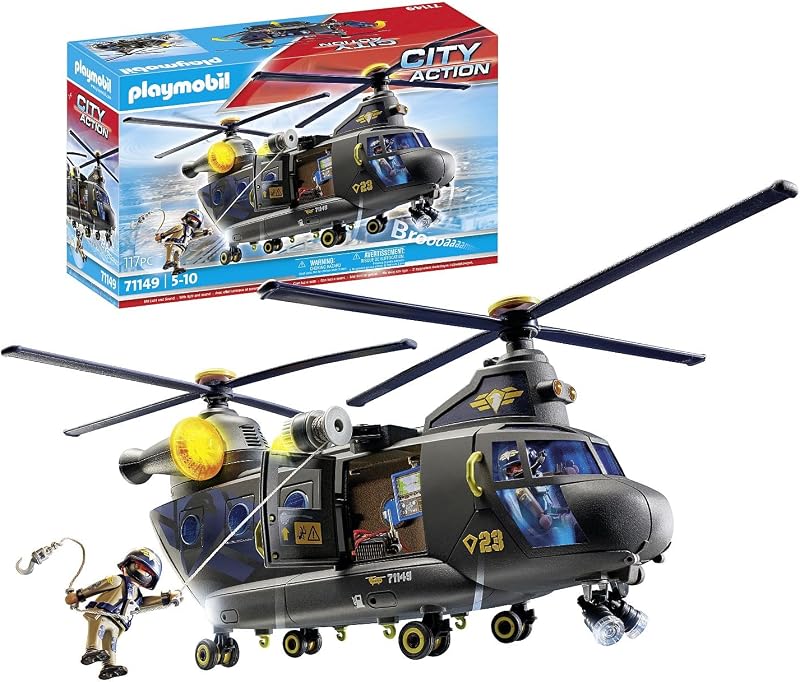 City Action 71149 Forças Especiais Banana Helicopter, com módulo de luz e som, Brinquedos para crianças a partir dos 5 anos