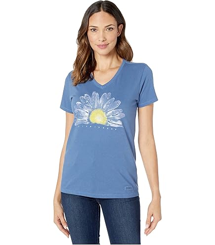 Life Is Good Women's Crusher Tee - Flow Flower Tall Flag Graphic T-Shirt