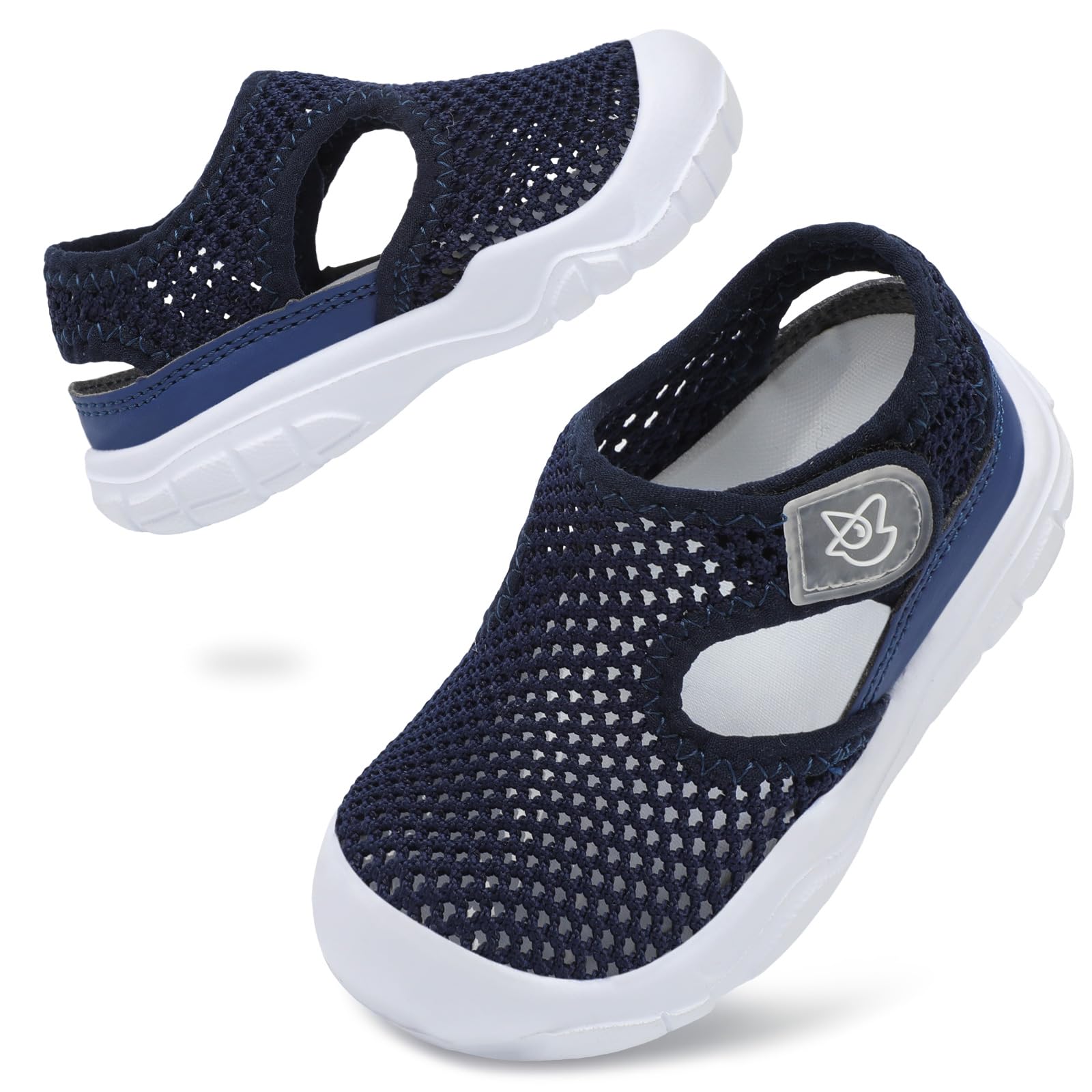 Photo 1 of LeIsfIt Toddler Sandals Boys Girls Wide Sandals Kids Water Sandal Shoes Lightweight Barefoot Summer Shoes for Beach Swim Navy 10 Toddler
