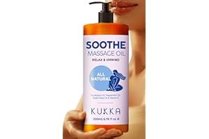 KUKKA ESSENTIAL OILS Kukka Soothe Massage Oil for Massage Therapy - Spa Quality Warming Massage Oil - Body Oils for Women & Men - Infused with Eucalyptus Oil, Peppermint Oil, Grapeseed Oil & Vitamin E Oil - (6.76 fl oz)