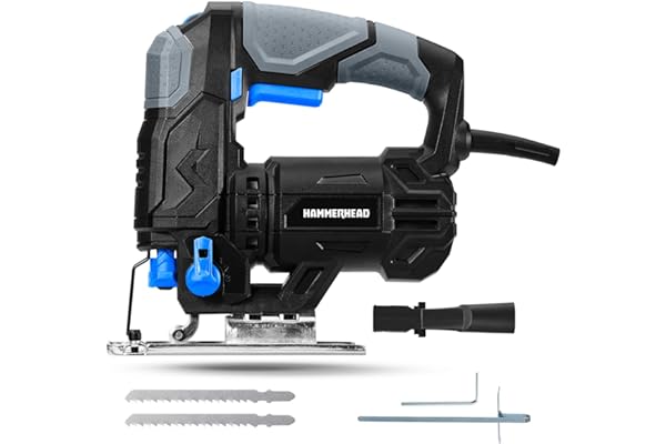 Hammerhead 4.8-Amp 3/4 Inch Jig Saw with 2pcs Wood Cutting Blades, Variable Speed and Orbital Function - HAJS048