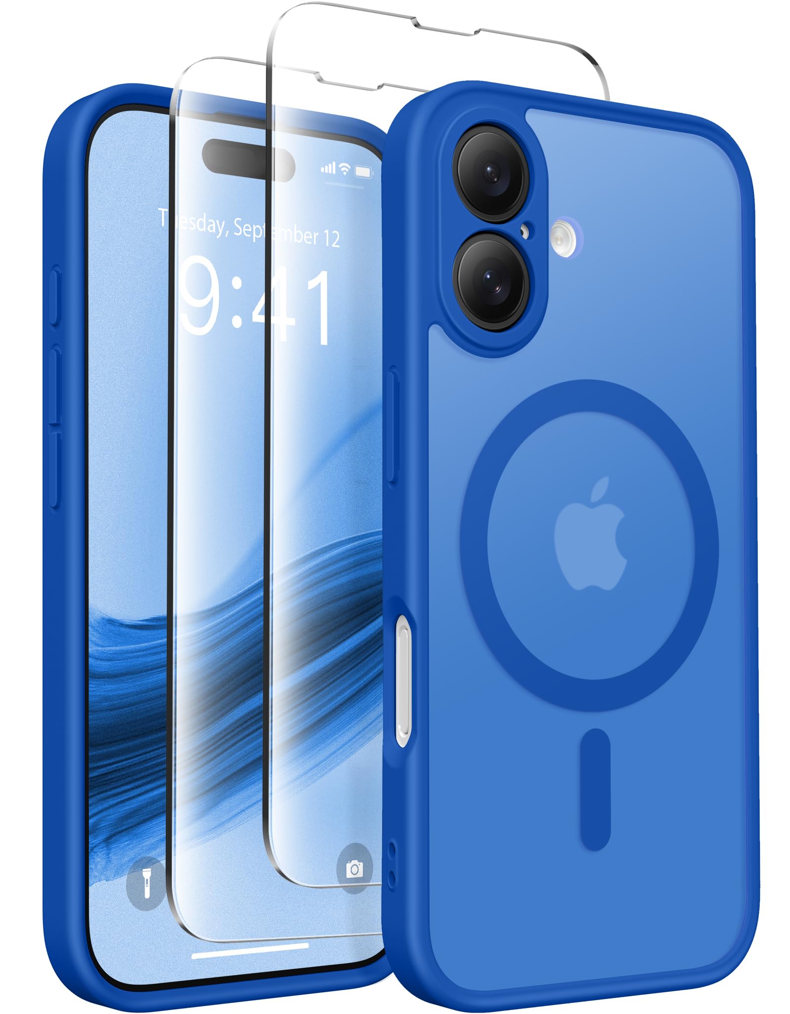 CAPRARO Magnetic Compatible with iPhone 16 Case, Upgraded [Full Camera Protection] [Compatible with MagSafe] Protective Translucent Matte Women Girl Phone Case Cover, Klein Blue