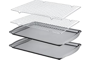Gymdin Baking Sheet with Cooling Racks - Carbon Steel Cookie Sheets for Baking [2 Sheets + 2 Racks], Nonstick Baking Pans, Pe