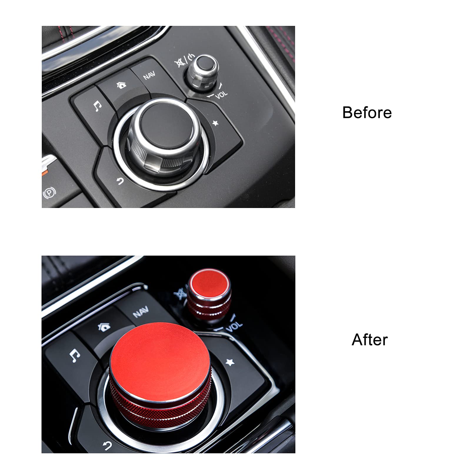 ANFOKAS Compatible with Mazda CX-5 2025 2024 2023 2022 2021 2020 2019 2018 2017 Accessories Sporty Car Interior Center Console Cover Gear Panel Button Knob Cover Trim Caps -Red