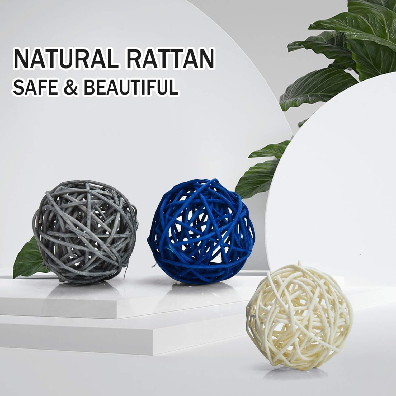 Timoo Rattan Balls Decorative, 15 Pack Wicker Balls for Home Decor Aromatherapy Accessories Wedding Decoration Baby Shower Table Decoration, 2 Inch (Blue, Gray, White): Health & Personal Care