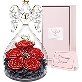 Yamonic Mothers Day Rose Gifts for Mom, Angel Figurine with Five Roses Gifts, Preserved Flowers Forever Real Rose Mom Gifts for Women, Birthday Gifts for Mom Grandma Christmas Mother's Day Valentine