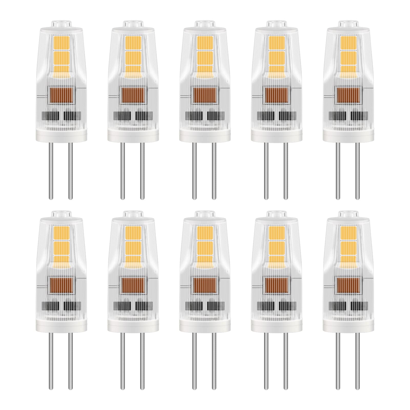 Caldarax 10 Pack G4 LED Bulbs 2W, AC/DC 12V, Equivalent to G4 20W Halogen Bulb, Natural White 4000K, 200LM, Non-Dimmable, Bi-Pin Base, LED Energy Saving Bulbs, Capsule Bulb, for Home Lighting