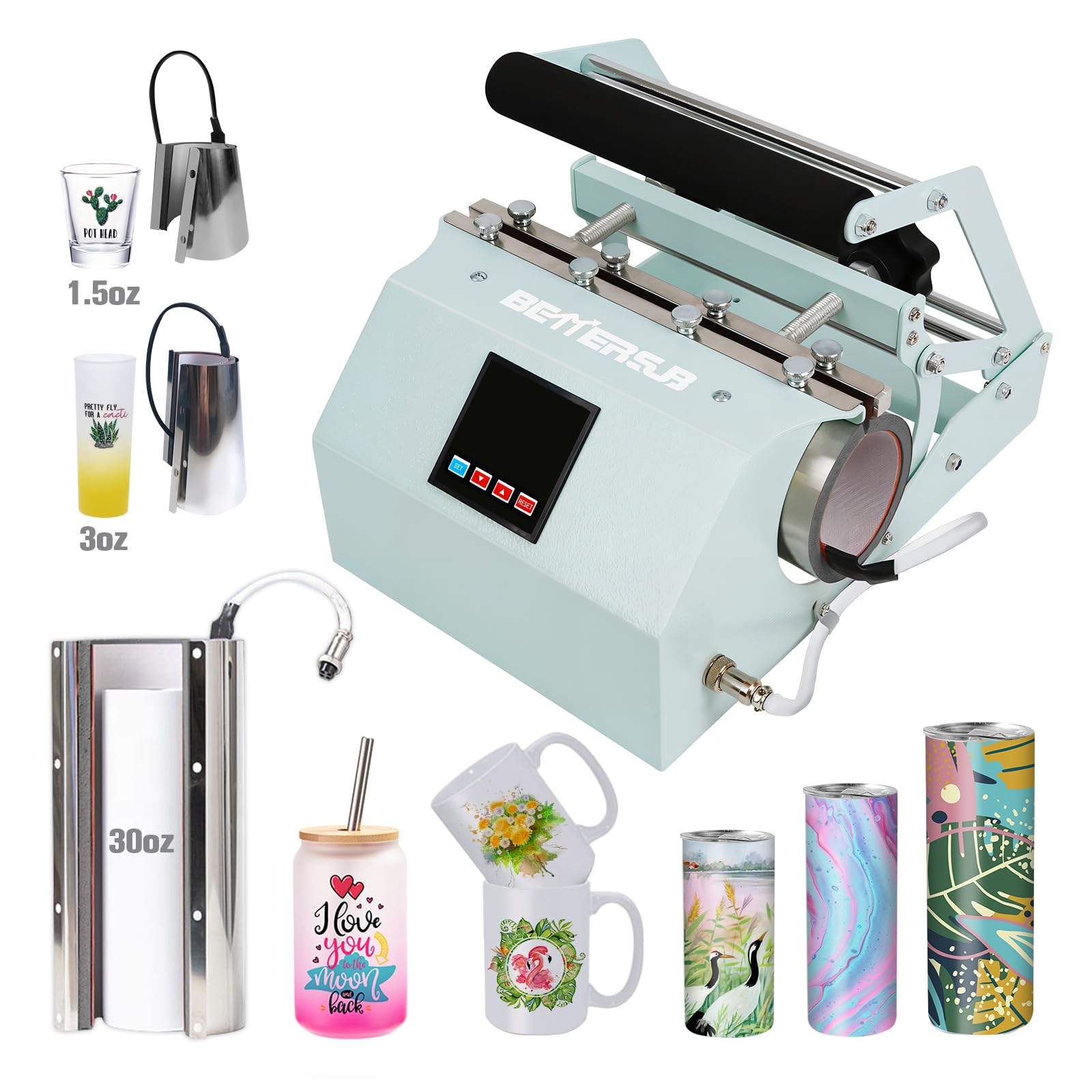 Photo 1 of **ONLY THE MACHINE FOR PARTS NON WORKING**VEVOR Tumbler Heat Press Machine and Sublimation Tumblers, Tumbler Press Set with 8pcs 20OZ Blank Tumblers, Mug Press Cup Press for 11-30oz Tumblers Mug, with Heat Transfer Paper, Gloves, Tape