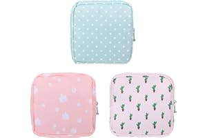 Heclia 3PCS Pad Pouch for Women Period Bag Zippered Sanitary Napkin Storage Bag for Tampons Pads Menstrual Cup Pouches Portable Feminine Hygiene Organizer Tampon Holder Bags for Purse Travel Pouch