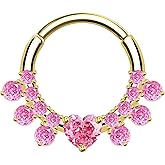 ALACLO 316L Stainless Steel 16G Clicker Nose Ring Hoop, Gold Septum Ring, Cartilage Earrings, Tragus Daith Helix Piercing Jewelry 8mm